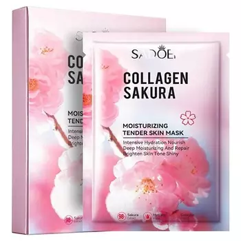 SADOER Маска для лица увлажняющая с коллагеном и экстрактом из цветков сакуры