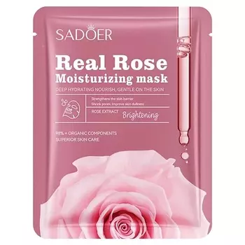 SADOER Маска для лица увлажняющая тканевая с экстрактом лепестков розы