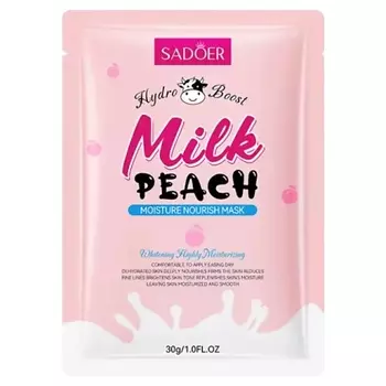 SADOER Маска для лица увлажняющая тканевая с экстрактами молока и персика