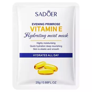SADOER Маска для лица увлажняющая тканевая с витамином Е вечерней примулы