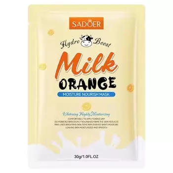 SADOER Маска для лица увлажняющая тканевая с экстр. молока и апельсина