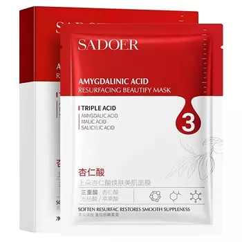 SADOER Маска для лица восстанавливающая тканевая с миндальной кислотой