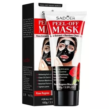 SADOER Маска отшелушивающая черная с экстрактом розы и бамбуковым углем
