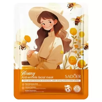 SADOER Маска против морщин тканевая с экстрактом меда и антиоксидантами