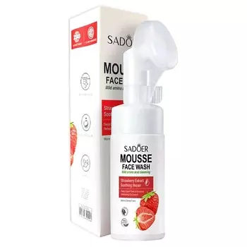 SADOER Мусс для умывания очищающий с экстрактом клубники и мягкой щеточкой