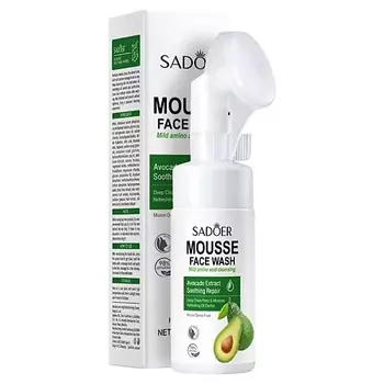 SADOER Мусс для умывания очищающий с экстрактом авокадо и мягкой щеточкой
