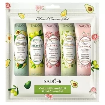SADOER Набор кремов для рук увлажняющих цветочных и фруктовых 1.0