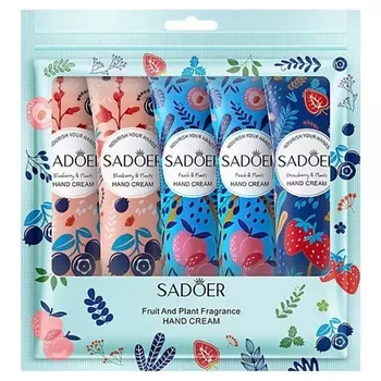 SADOER Набор кремов для рук увлажняющих фруктовых: персик, клубника, черника 1.0