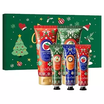 SADOER Набор кремов и лосьонов Christmas с экстрактом клубники, авокадо и ромашки
