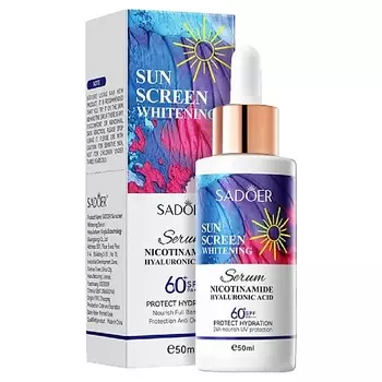 SADOER Сыворотка SPF60 отбеливающая с никотинамидом и гиалуроновой кислотой