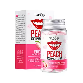 SADOER Таблетированная отбеливающая зубная паста со вкусом персика