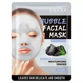 SADOER Тканевая маска для лица пузырьковая увлажняющая с бамбуковым углем 25.0