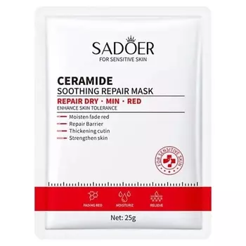 SADOER Тканевая маска для лица успокаивающая и восстанавливающая с керамидами 25.0