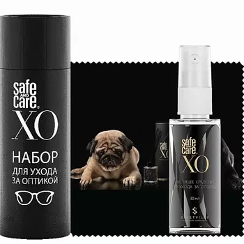 SAFE AND CARE Набор для ухода за оптикой XO "мопсы"в zip-пакете