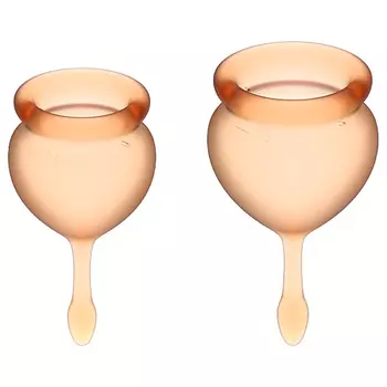 SATISFYER Набор менструальных чаш, Feel Good Menstrual Cup Orange с хвостиком-капелькой
