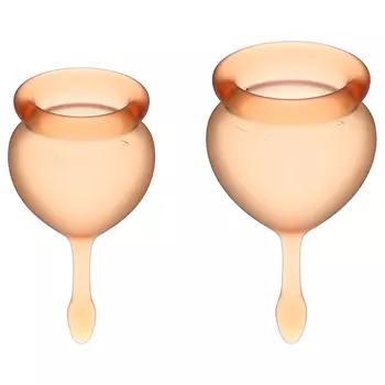 SATISFYER Набор менструальных чаш, Feel Good Menstrual Cup Orange с хвостиком-капелькой