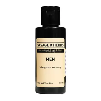 SAVAGE&amp;HERBS Мужской освежающий цитрусовый шампунь и гель для душа 2 в 1 с бергамотом и женьшенем