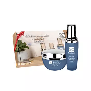 SEACARE Анти-Акне набор №4: Крем и Маска для лица от прыщей и угрей с Глиной, Акнацидол и Эвермат