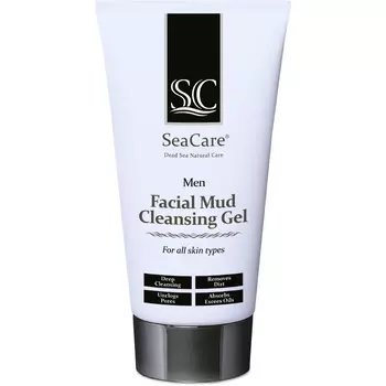 SEACARE Мужской грязевой очищающий гель для умывания лица с Минералами Мертвого моря и Пентавитином 150