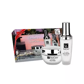 SEACARE Подарочный антивозрастной набор №9, Дневной крем, Сыворотка для лица