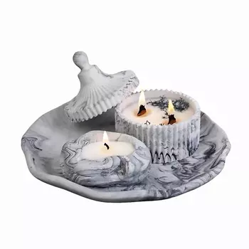 SHE STYLE Подарочный набор из гипса ароматические свечи шкатулка и камень на подставке