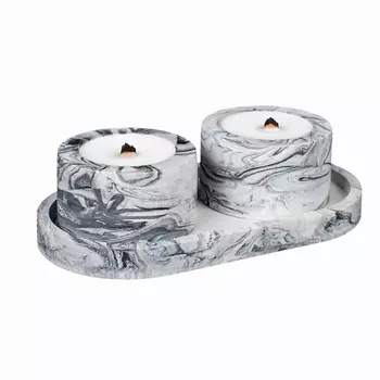 SHE STYLE Подарочный набор из гипса ароматические свечи Колодцы на подставке