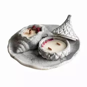 SHE STYLE Подарочный набор из гипса ароматические свечи шкатулка и ракушка на подставке