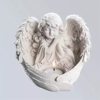 SHE STYLE Статуэтка-подсвечник из гипса Ангел для декора дома