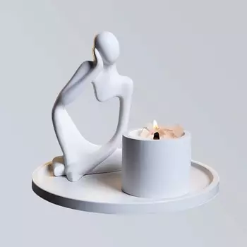 SHE STYLE Статуэтка с арома свечей на подставке подарочный набор из гипса для декора дома