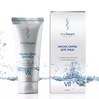SHESMART Маска-скраб для лица с бамбуковым углём и ниацинамидом 150.0