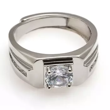 SHINE & BEAUTY Безразмерное кольцо покрытое серебром с кристаллами Swarovski 1.0