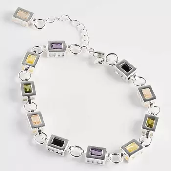 SHINE & BEAUTY Браслет-цепочка с фианитами покрытый серебром