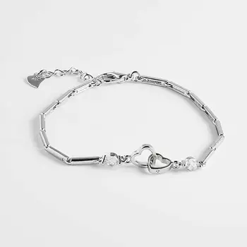 SHINE & BEAUTY Браслет-цепочка с фианитами покрытый серебром 22 см