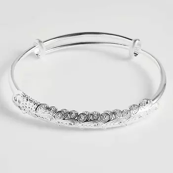 SHINE & BEAUTY Браслет жесткий регулируемый, покрытый серебром