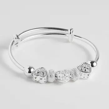 SHINE & BEAUTY Браслет жесткий регулируемый, покрытый серебром