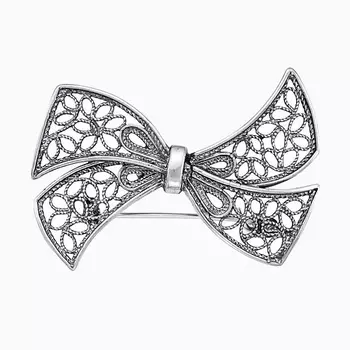 SHINE & BEAUTY Брошь "Бант" покрытая серебром