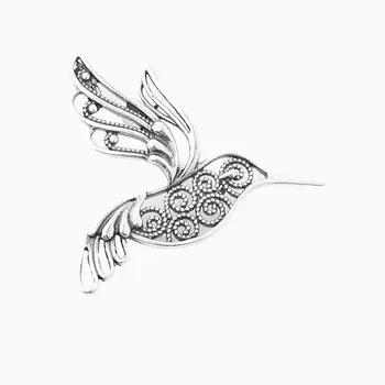 SHINE & BEAUTY Брошь "Колибри" покрытая серебром