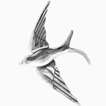 SHINE & BEAUTY Брошь "Ласточка" покрытая серебром