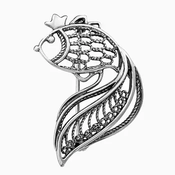 SHINE & BEAUTY Брошь "Рыбка" покрытая серебром