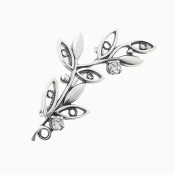 SHINE & BEAUTY Брошь с фианитами "Веточка" покрытая серебром
