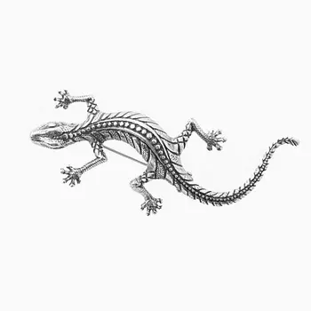 SHINE & BEAUTY Брошь "Ящерка" покрытая серебром