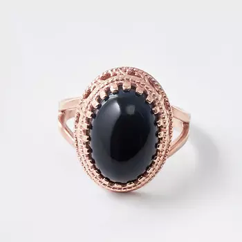 SHINE & BEAUTY Ювелирная бижутерия, кольцо с агатом покрытое золотом 1.0