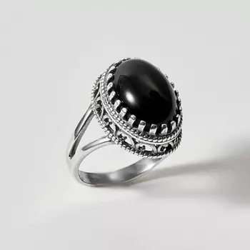 SHINE & BEAUTY Ювелирная бижутерия, кольцо с агатом покрытое серебром 1.0