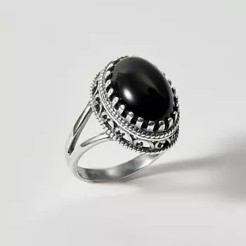 SHINE & BEAUTY Ювелирная бижутерия, кольцо с агатом покрытое серебром 1.0