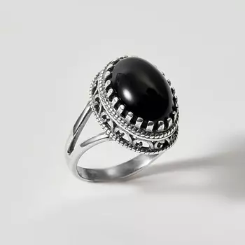 SHINE & BEAUTY Ювелирная бижутерия, кольцо с агатом покрытое серебром 1.0