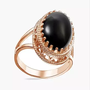 SHINE & BEAUTY Ювелирная бижутерия, кольцо с агатом покрытое золотом 1.0