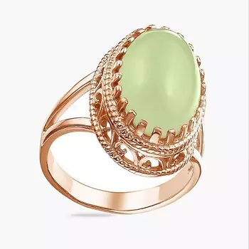SHINE & BEAUTY Ювелирная бижутерия, кольцо с нефритом покрытое золотом 1.0