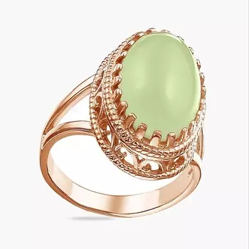 SHINE & BEAUTY Ювелирная бижутерия, кольцо с нефритом покрытое золотом 1.0