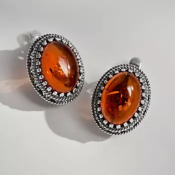 SHINE & BEAUTY Ювелирная бижутерия, серьги с янтарем