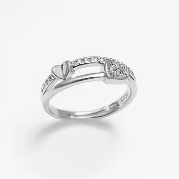 SHINE & BEAUTY Кольцо безразмерное покрытое серебром с кристаллами Swarovski